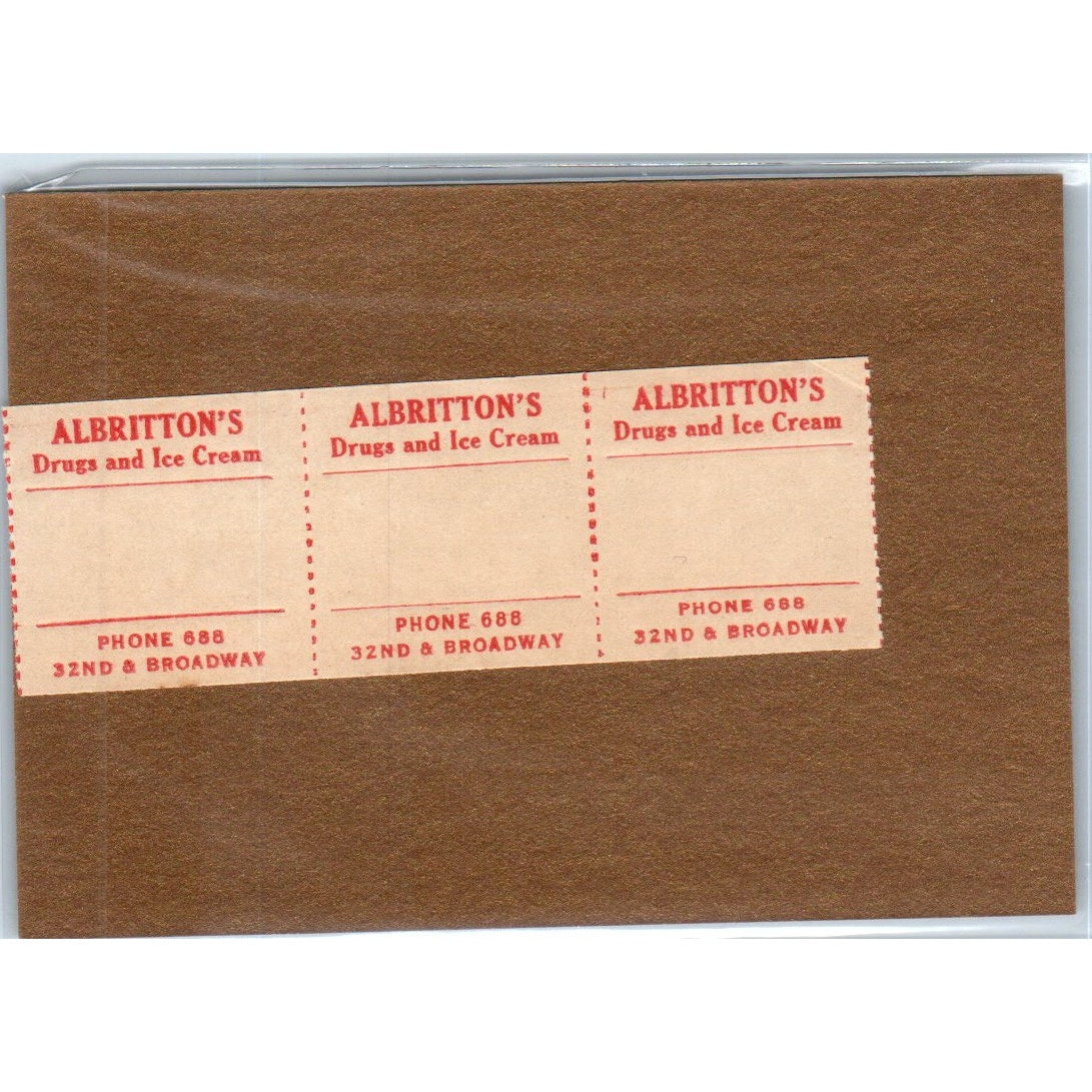 Albertson's Drugs & Ice Cream 32nd & Broadway Antique Apothecary Label TH2-AL
