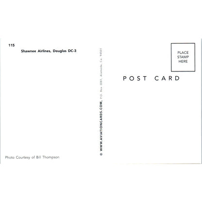 Shawnee Airlines Douglas DC-3 Vintage Postcard TG8-PC