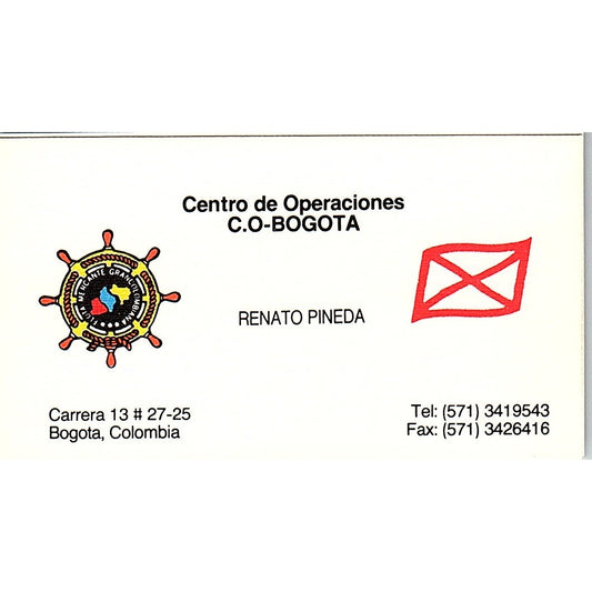 Centro de Operaciones Renato Pineda Bogotá Colombia Vintage Business Card SC9-B1