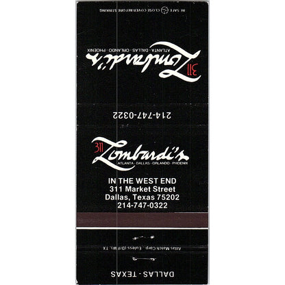 Lombardis in the West End Dallas Texas Vintage Matchbook MM7-1