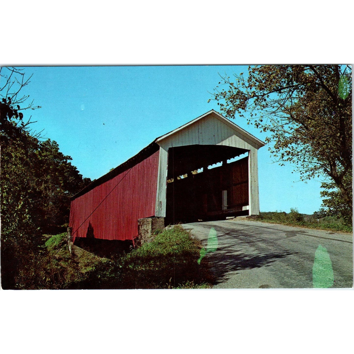Mill Creek Tow Path Bridge Tangier IN Vintage Covered Bridge Postcard PD6