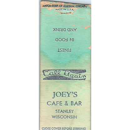Joey's Cafe & Bar Stanley WI Vintage Matchbook Cover SD2-Y9