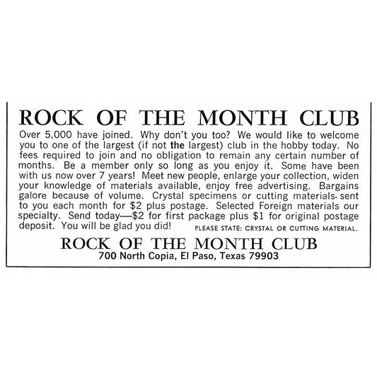 Rock of the Month Club El Paso Texas 1972 Ad AF8-M4