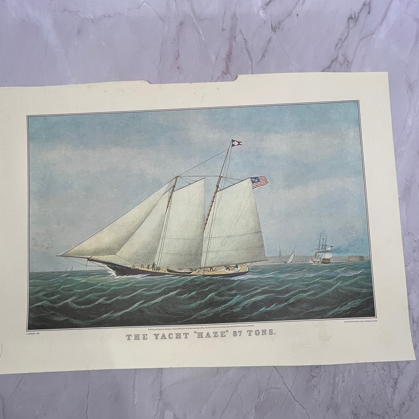 The Yacht "Haze" Currier and Ives 11x16" Art Print V21