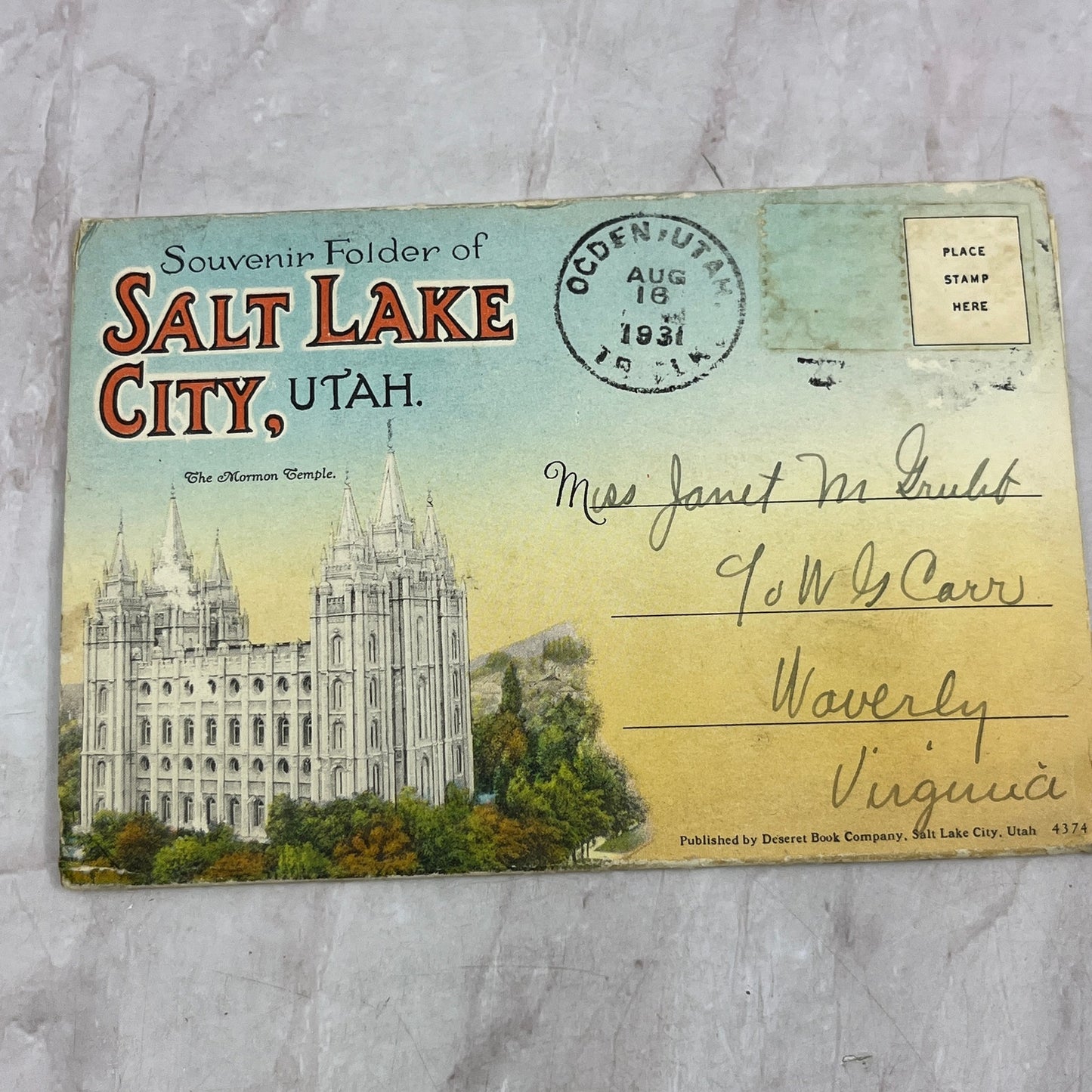 1931 Salt Lake City Utah Souvenir Folder Booklet TJ5-EL