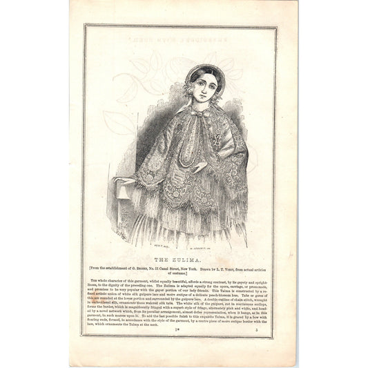 The Zulima Lady's Fashion Plate 1857 Original Engraving D19-1
