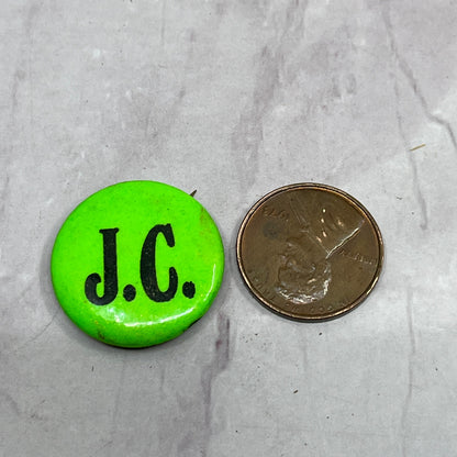 J.C. Neon Green Vintage Pinback Button TC5-PB