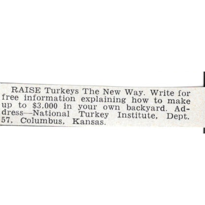 Raise Turkeys The New Way - National Turkey Institute Columbus KS 1955 Ad AG1-S6