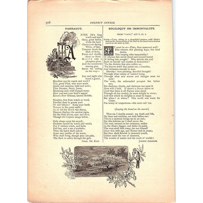 Farragut Chas De Kay, Soliloquy on Immortality Joseph Addison 1884 Poem TA5-CJ-5