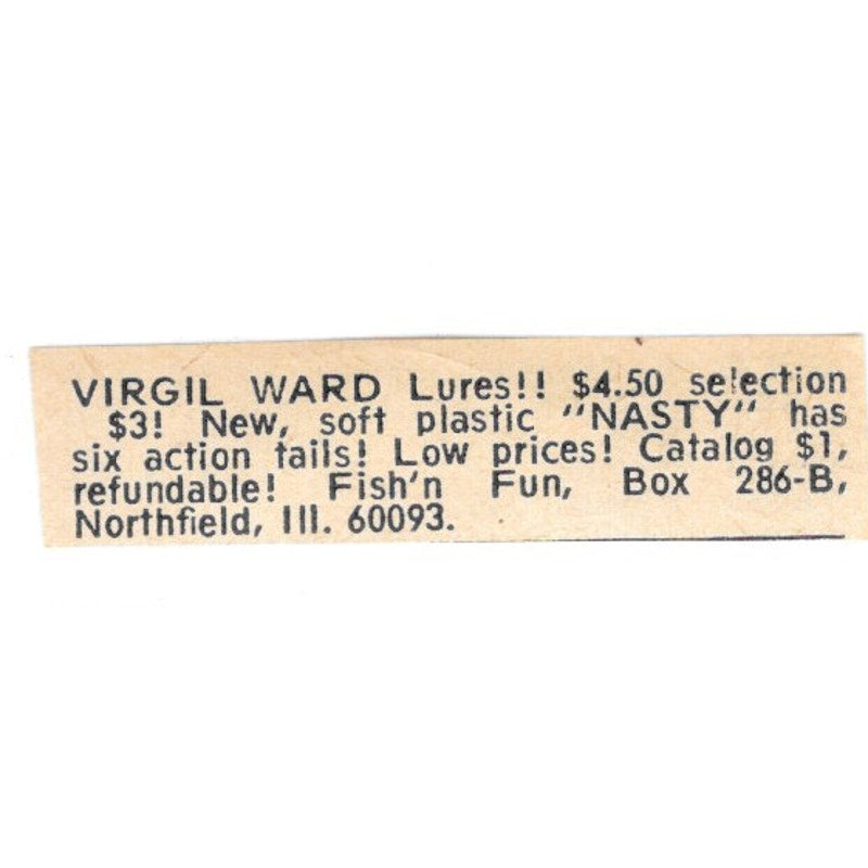 Fish'n Fun Virgil Ward Lures Northfield IL 1977 Ad AF6-S6