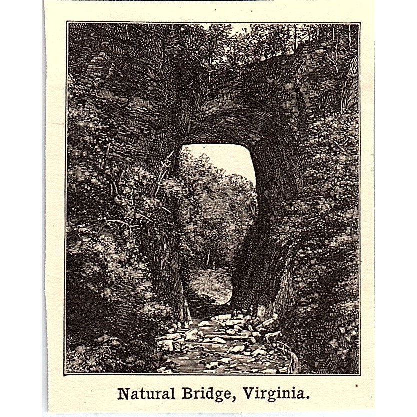 Natural Bridge in Virginia 2x3" 1901 Engraving AF6-M9