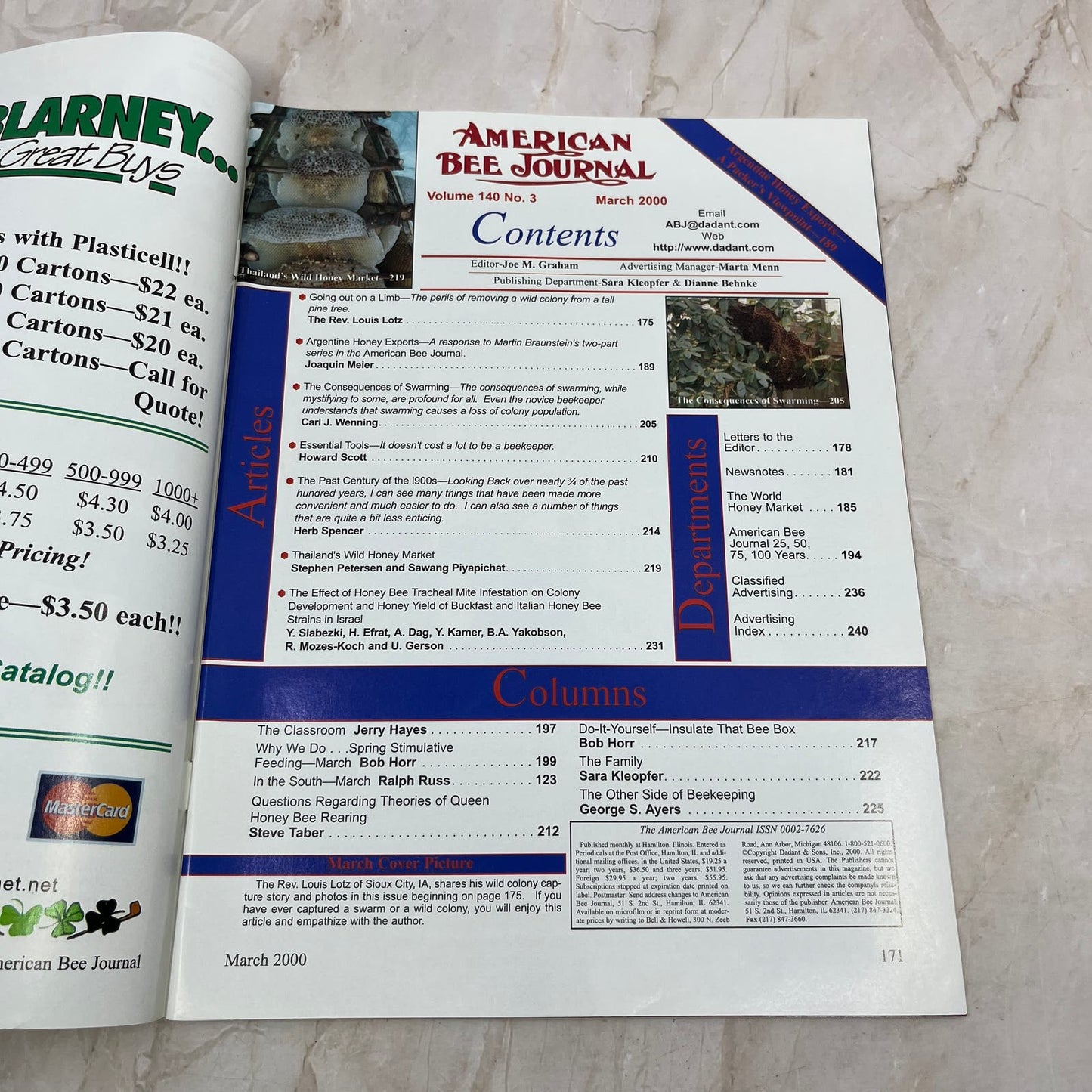 2000 Mar American Bee Journal Magazine Bees Beekeeping Honey M7