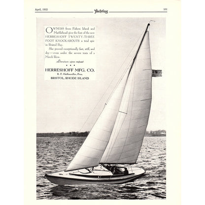 Herreshoff Mfg Co 23' Knockabout Yacht Bristol Rhode Island 1932 Ad V1-4