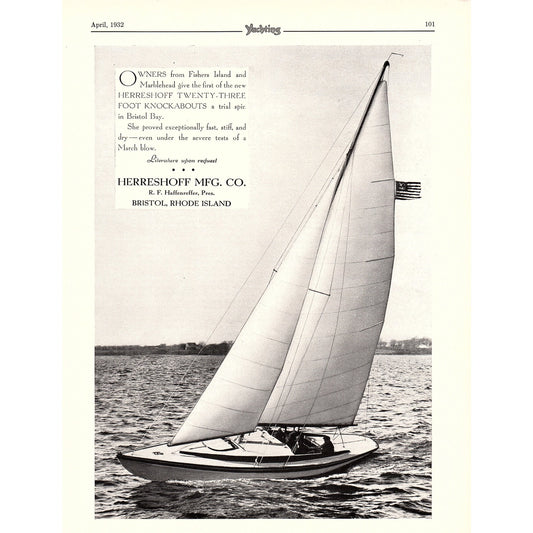 Herreshoff Mfg Co 23' Knockabout Yacht Bristol Rhode Island 1932 Ad V1-4