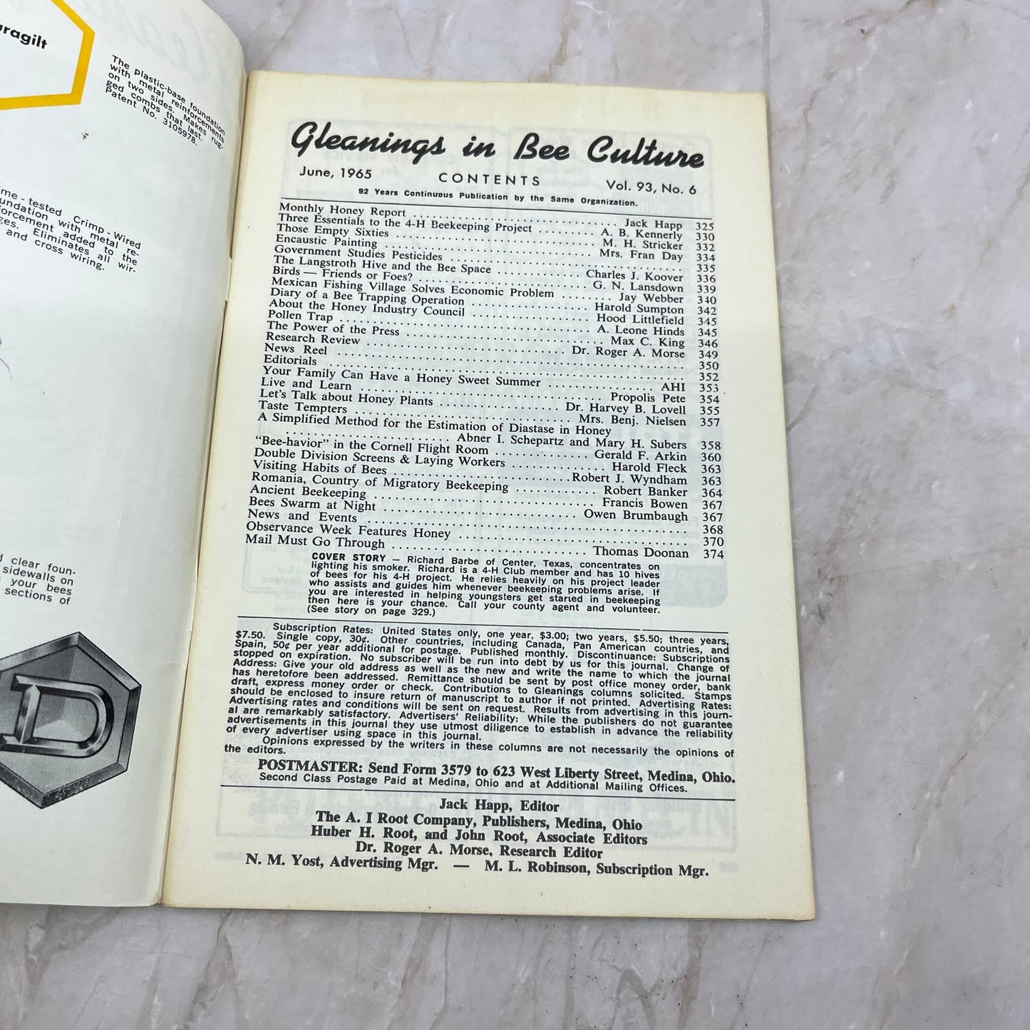 1965 June Gleanings in Bee Culture Magazine Bees Beekeeping Honey TD7