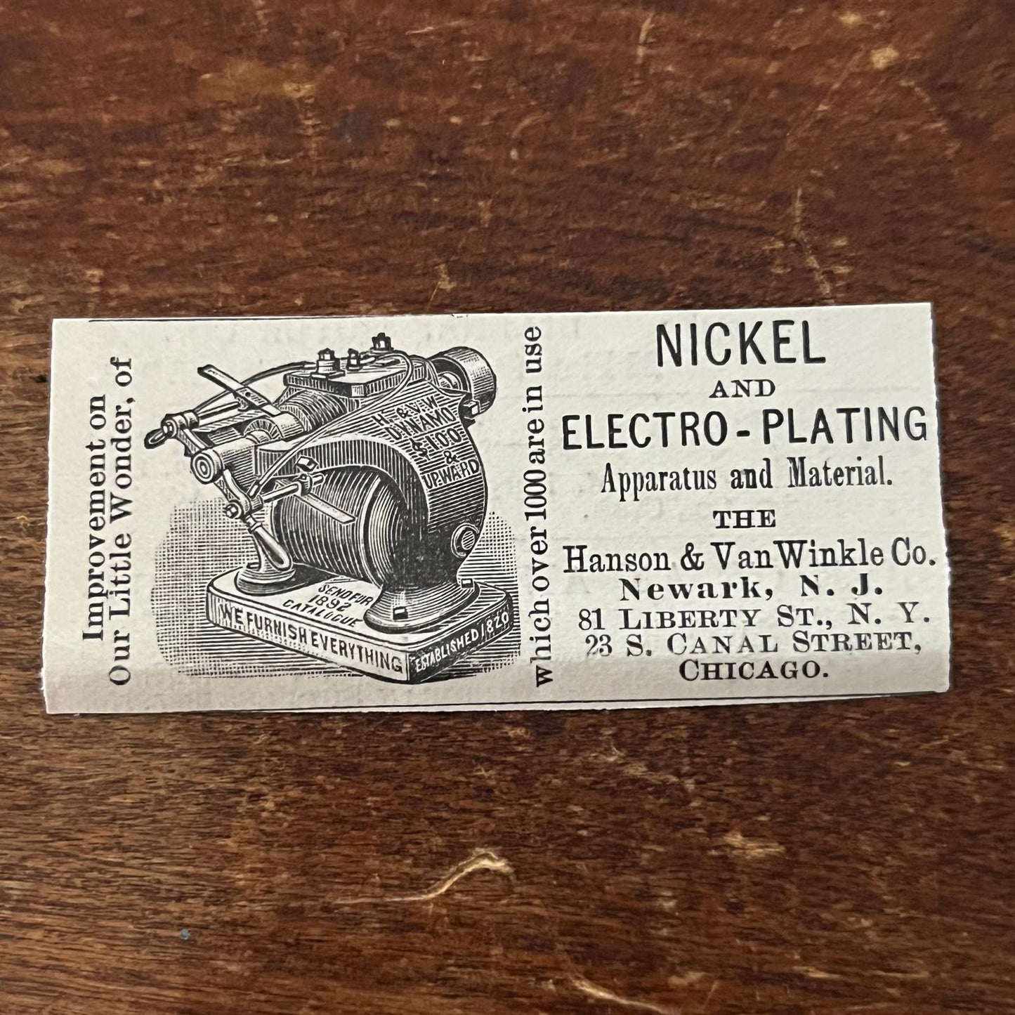 Hanson and Van Winkle Nickel and Electroplating Newark NJ Advertisement AD8-P29