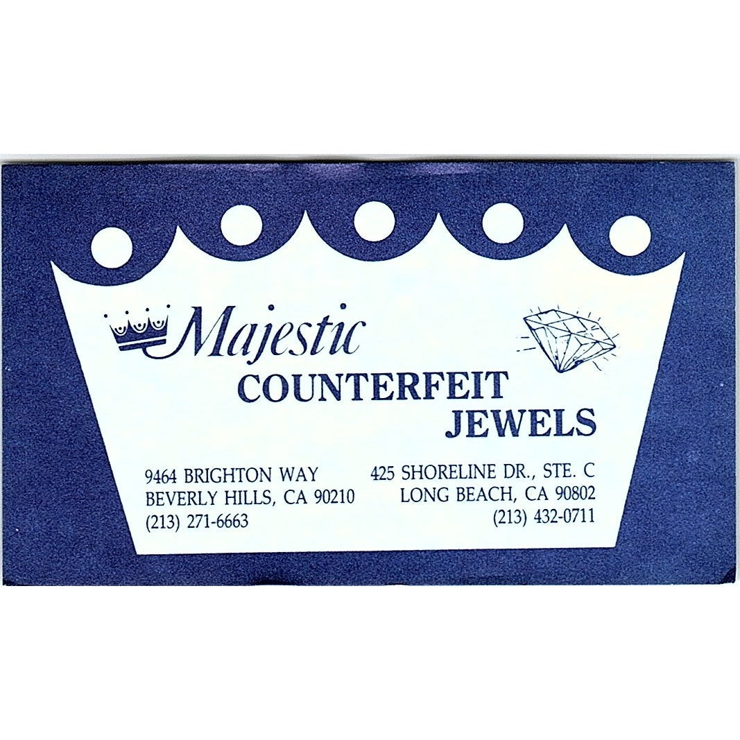 Majestic Counterfeit Jewel Longbeach CA Vintage Business Card SB4-B10