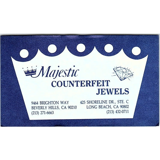 Majestic Counterfeit Jewel Longbeach CA Vintage Business Card SB4-B10
