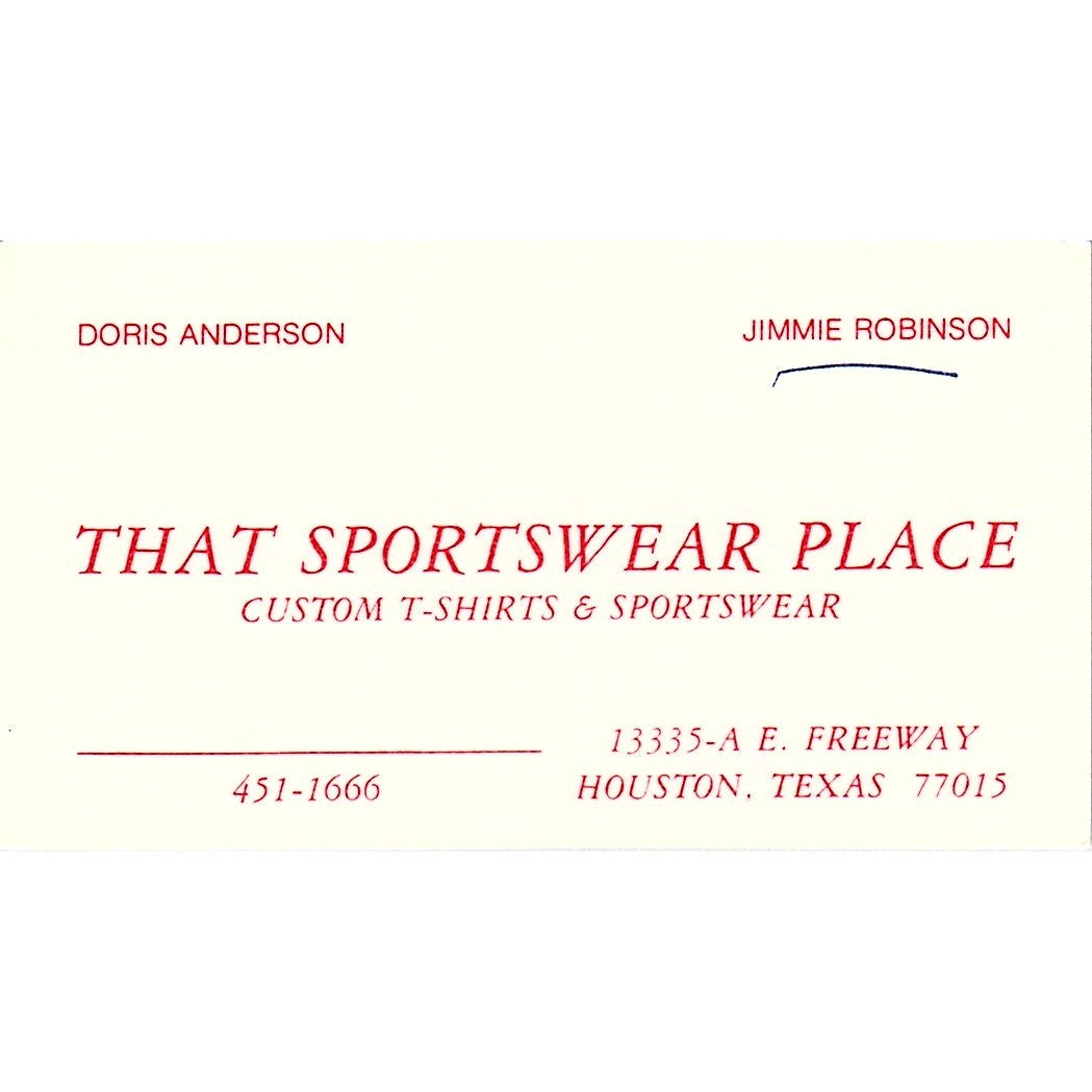 That Sportswear Place Doris Anderson Jimmie Robinson Houston Card SE5-B5