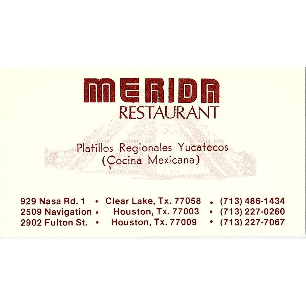 Merida Restaurant Platillos Regionales Yucatecos Houston Business Card SD9-B6