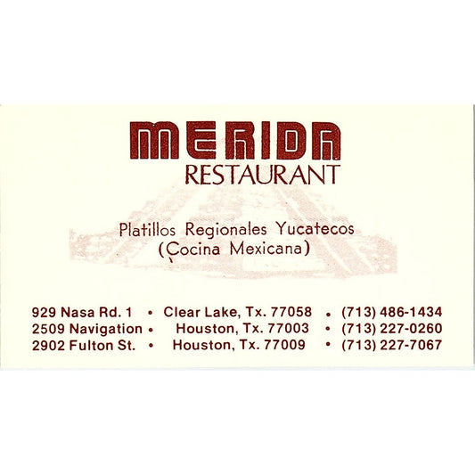 Merida Restaurant Platillos Regionales Yucatecos Houston Business Card SD9-B6