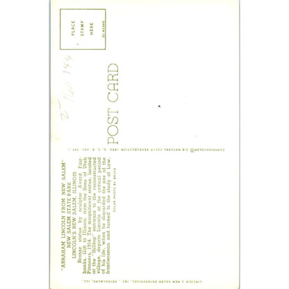 Abraham Lincoln Statue New Salem State Park IL Vintage Postcard PC16