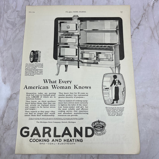 Garland Cooking and Heating Stoves and Furnaces 1924 Magazine Ad FL6-11