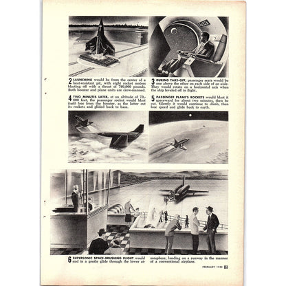 Rocket Liner Would Skirt Space to Speed Air Travel 2-Page 1955 Article AG1-4