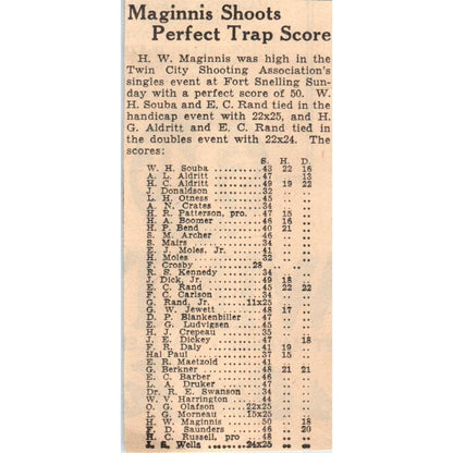 H.W. Maginnis Twin City Trap Shooting 1935 Minneapolis Journal Article AE7-N5