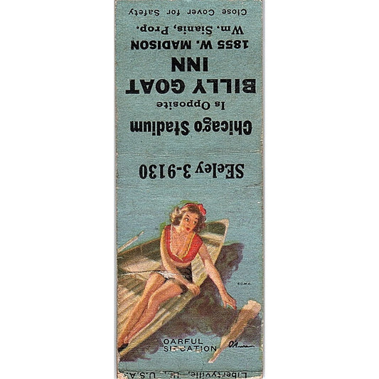 Billy Goat Inn Chicago Stadium Wm. Sianis Pinup Vintage Matchbook Cover SF3-Y4