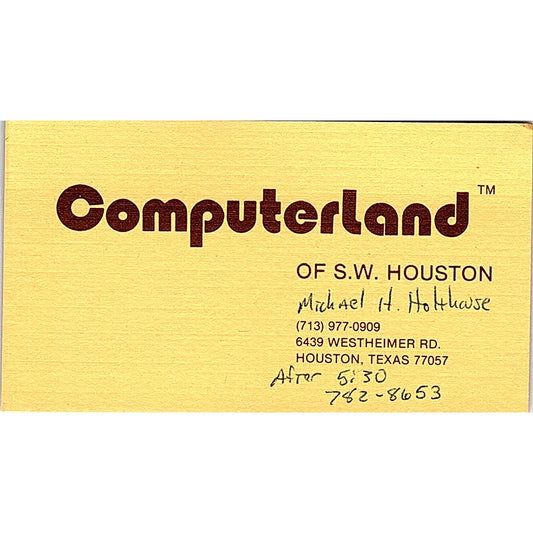 Michael H Holthouse Computerland of SW Houston TX Vintage Business Card SD9-B2
