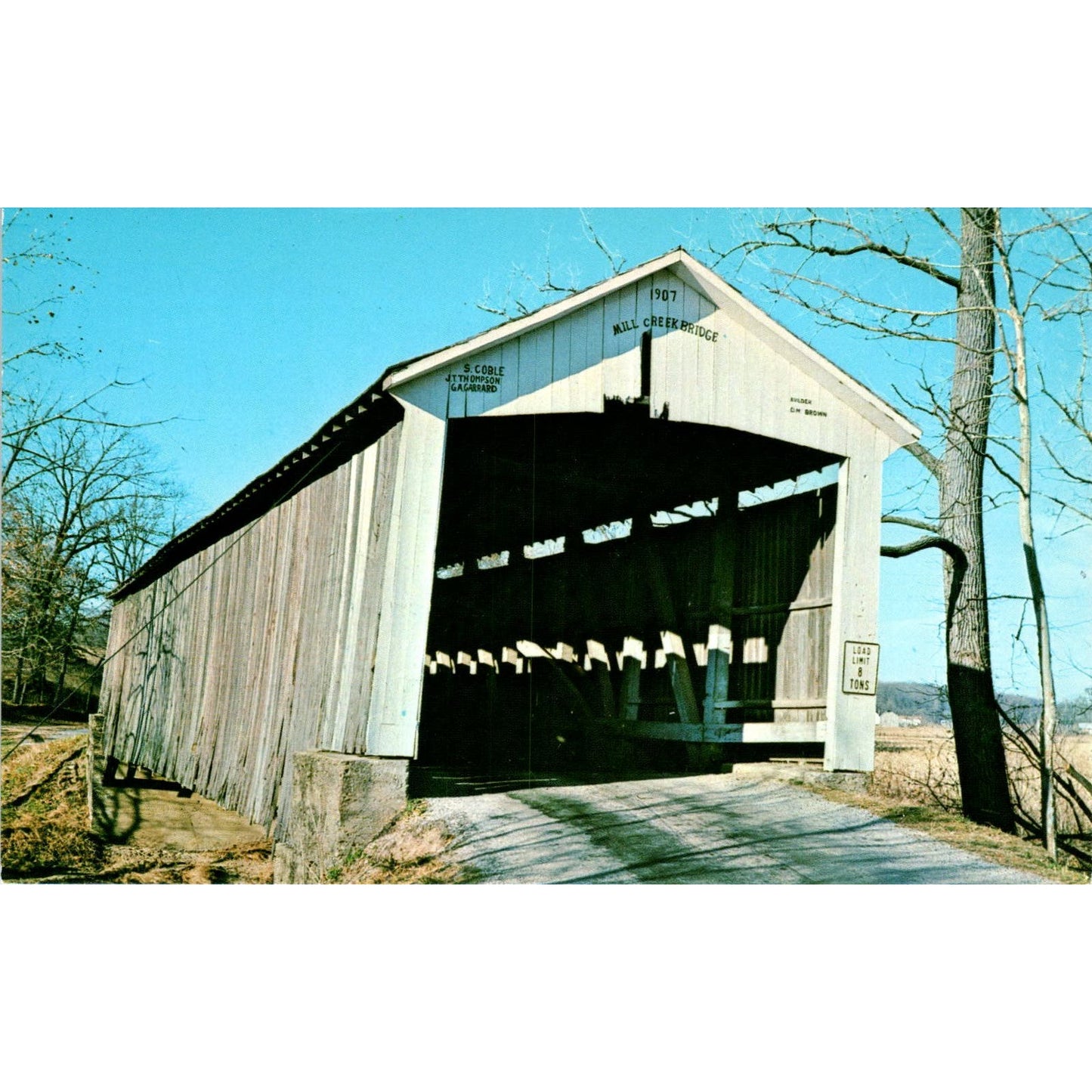 Mill Creek Tow Path Bridge Tangier IN Vintage Covered Bridge Postcard PD4