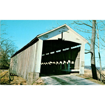 Mill Creek Tow Path Bridge Tangier IN Vintage Covered Bridge Postcard PD4
