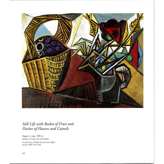 Still Life Basket Fruit Pitcher of Flowers Cattails Pablo Picasso Art Print J4