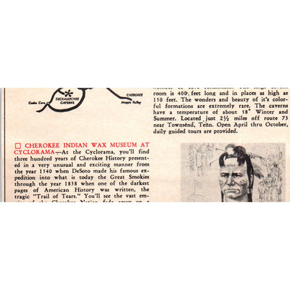 Cherokee Indian Wax Museum at Cyclorama NC 1973 Magazine Ad AD8-B9