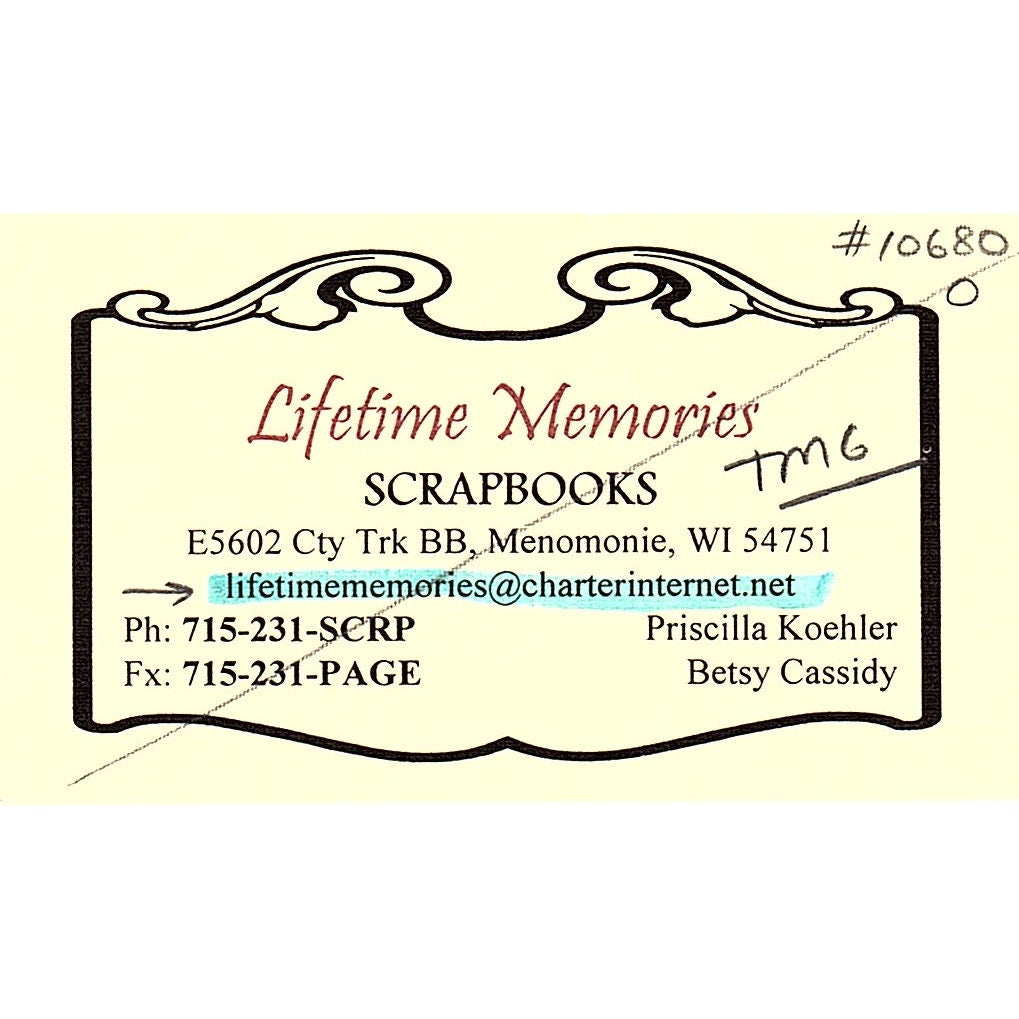 Lifetime Memories Scrapbooks Koehler Cassidy Menomonie Business Card SC9-B11