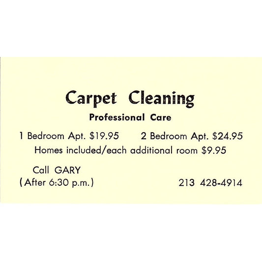 Carpet Cleaning Professional Care Gary Vintage Business Card SF3-B6