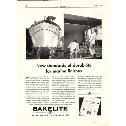 Bakelite Marine Finishes, Elto Outboard Motors Milwaukee 1932 Ad V1-4