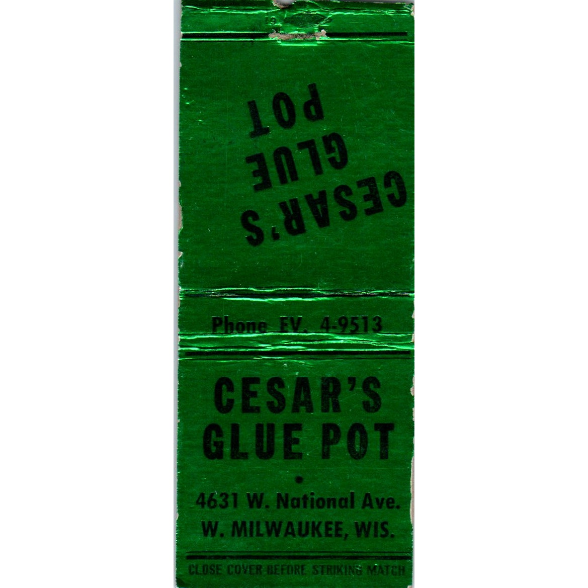 Cesar's Glue Post Milwaukee WI Vintage Matchbook Cover SD2-Y1