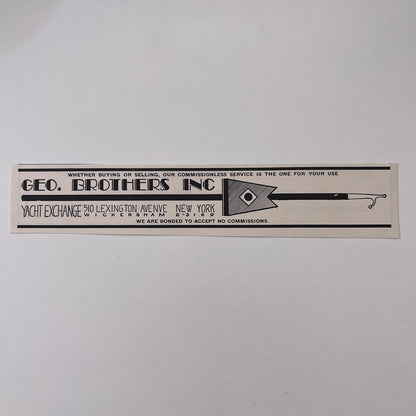 Geo Brothers Inc Yacht Exchange 510 Lexington Ave NY 1932 Ad AG2-7