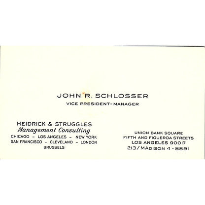 Heidrick & Struggles John R. Schlosser Los Angeles Vintage Business Card SF3-B4