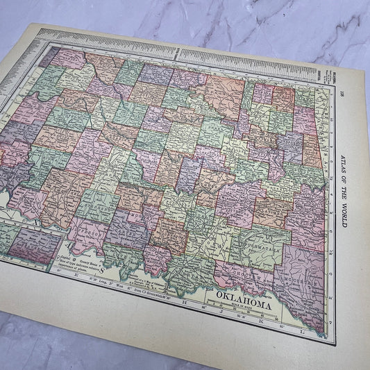 Antique Map of Oklahoma 1910 Print V14-7