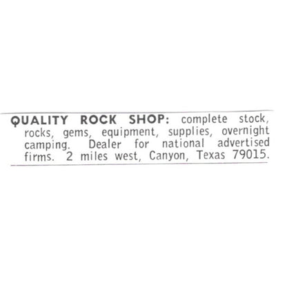 Quality Rock Shop - Canyon Texas 1972 Ad AF8-S13