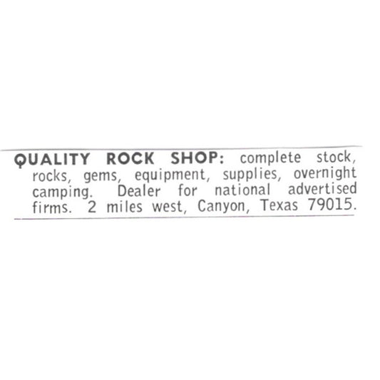 Quality Rock Shop - Canyon Texas 1972 Ad AF8-S13