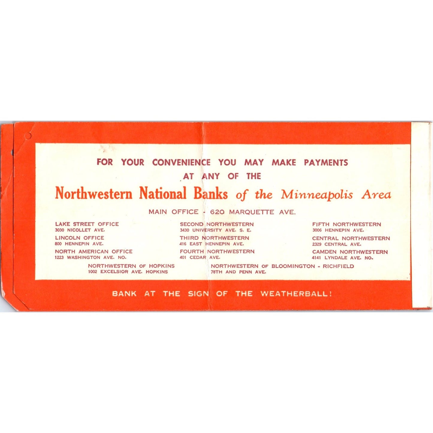 1950s Northwestern National Bank of Minneapolis Installment Coupon Book AE2