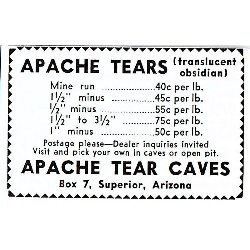 Apache Tear Caves Superior Arizona 1972 Ad AF8-M3