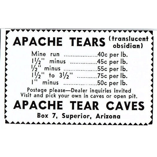 Apache Tear Caves Superior Arizona 1972 Ad AF8-M3