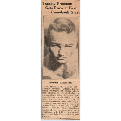 Boxing Tommy Freeman Johnny Hull 1935 Minneapolis Journal Article AE7-N4