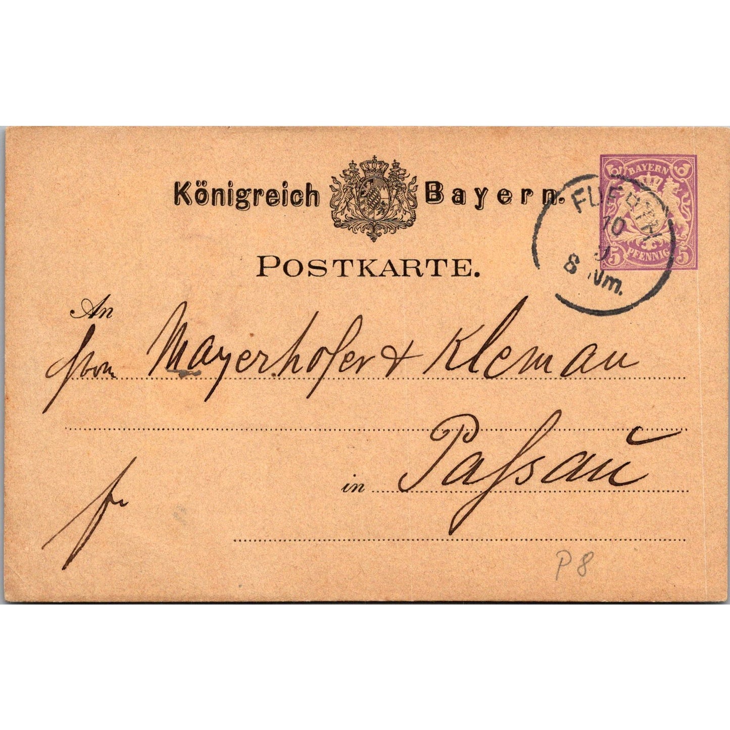 Mayerhofer & Kleman Fuerth J. Obermayer 1879 German Reich Postcard P5-11