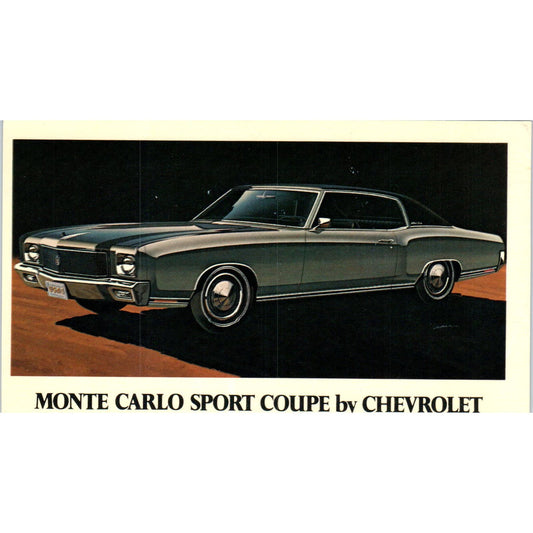 Monte Carlo Sport Coupe Chevrolet Chevy Vintage Postcard PC12